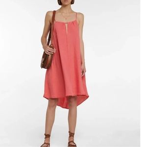 Velvet by Graham & Spencer pink 100% Linen tank dress size Small